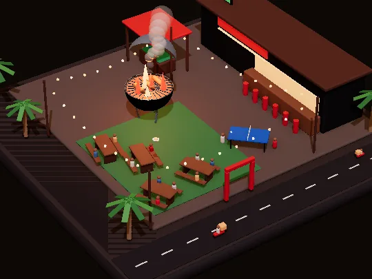 Still from the Charlie's Grill 3D animation