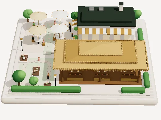 Still from the The Courtyard Cafe 3D animation